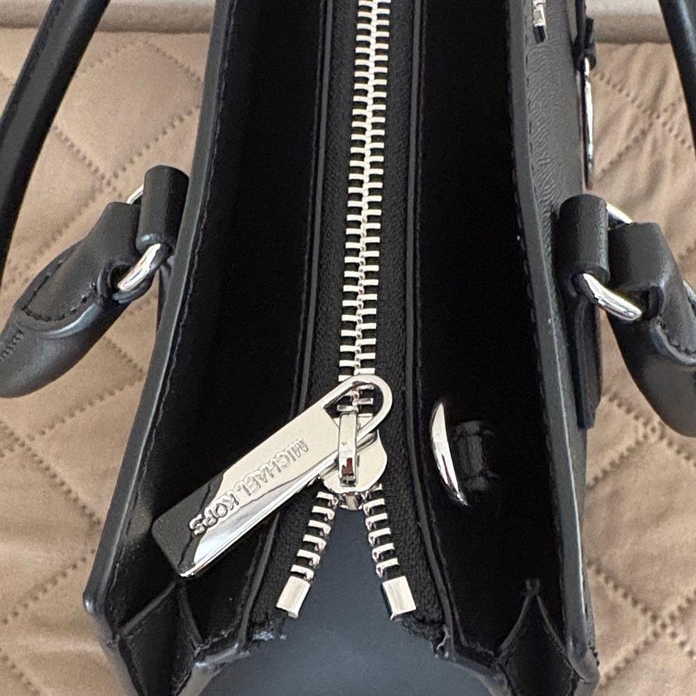 Michael Kors Sheila Black Satchel with Silver Accents - Picture 3 of 5